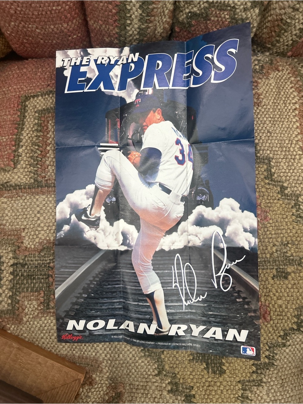 Nolan Ryan 'The Ryan Express' Blue Baseball Poster